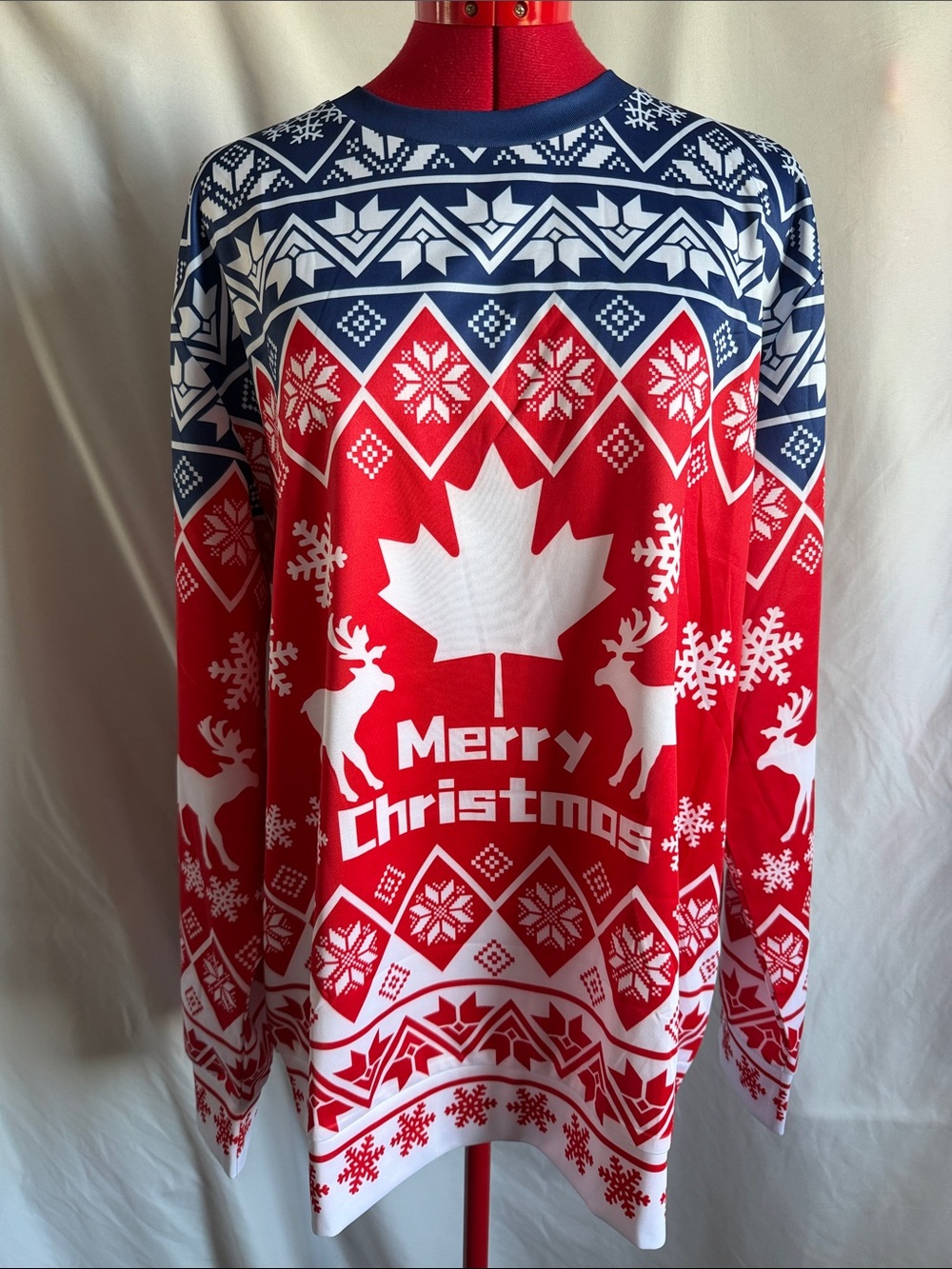 Men's Merry Christmas Red & Navy Crewneck Sweater